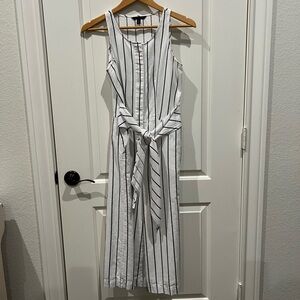 Banana Republic Black and White Striped Jumpsuit